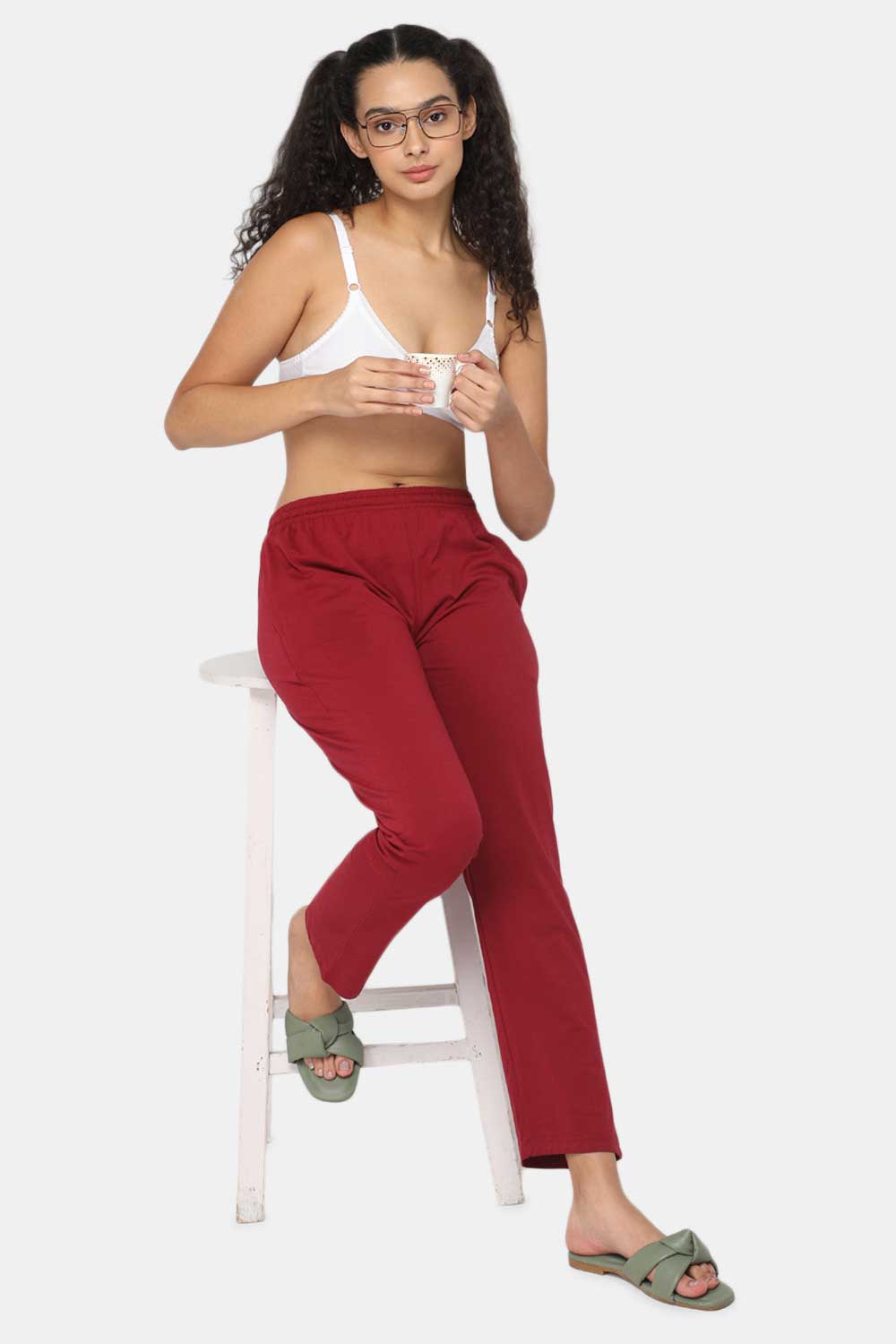 Buy Go Colors Women Solid Cherry Cotton Kurti Pants online